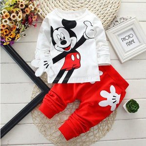 Miki Mouse Cute Long Sleeved T-shirt Tops + Pants