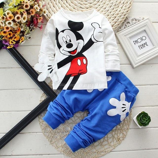 Miki Mouse Cute Long Sleeved T-shirt Tops + Pants