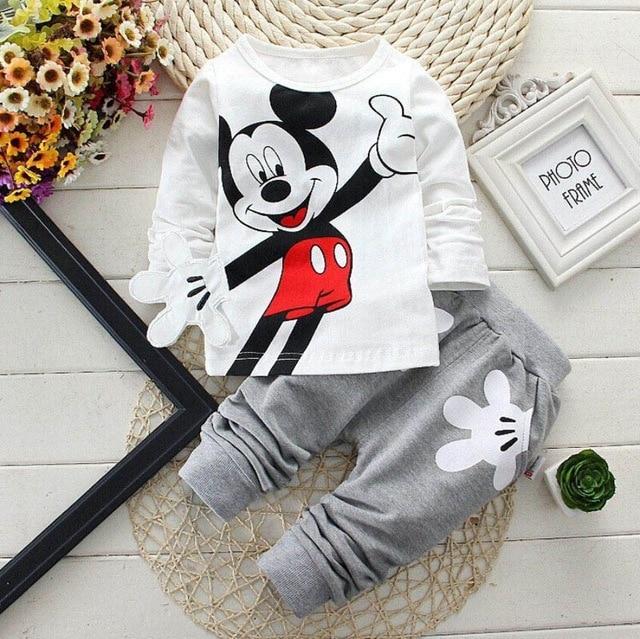 Miki Mouse Cute Long Sleeved T-shirt Tops + Pants